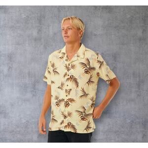 Rip Curl Surf Revival Short Sleeve Button Up Shirt Men’s Large Vintage Yellow